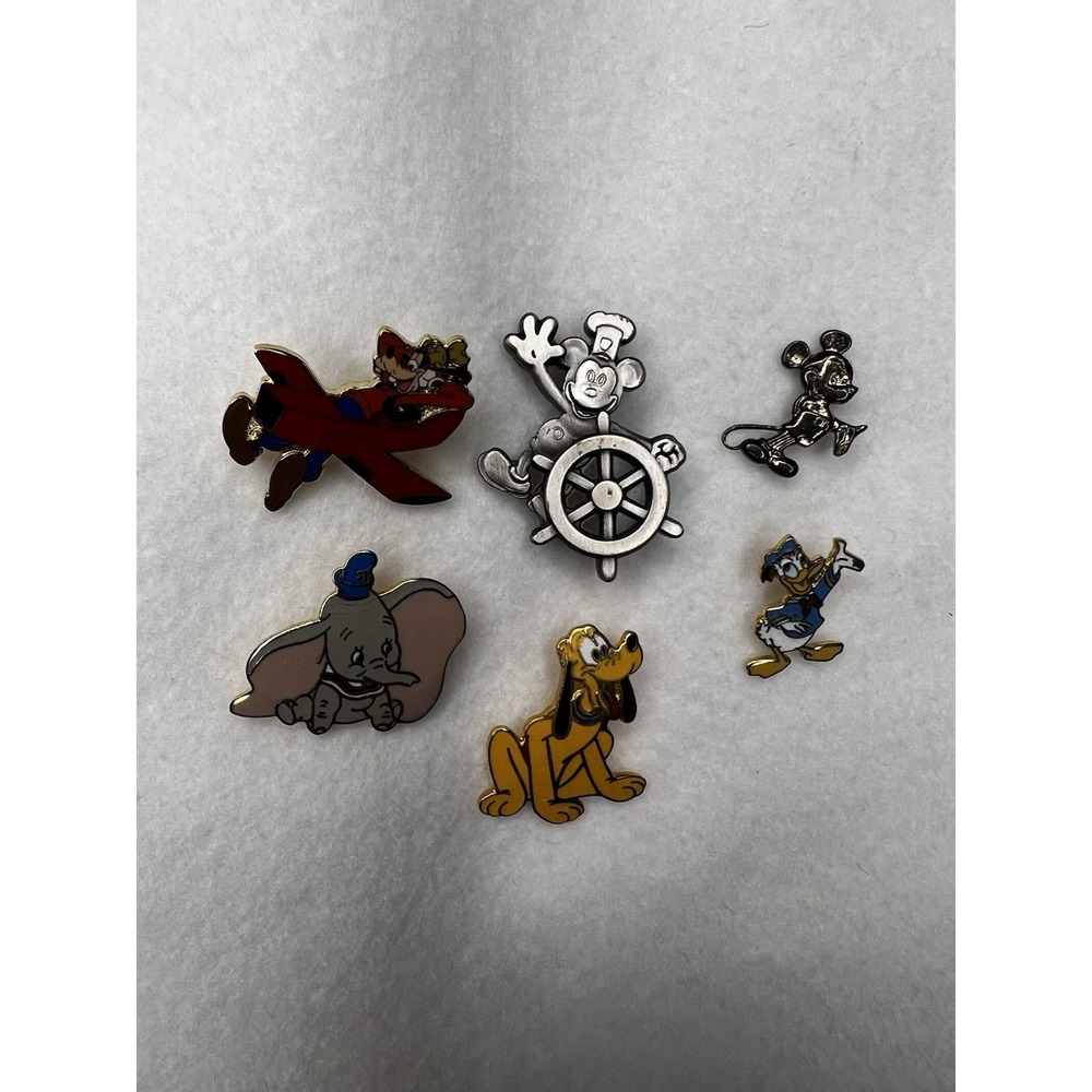 Disney Character Pin Lot 6 Mickey Goofy Dumbo Pluto Donald Vintage
